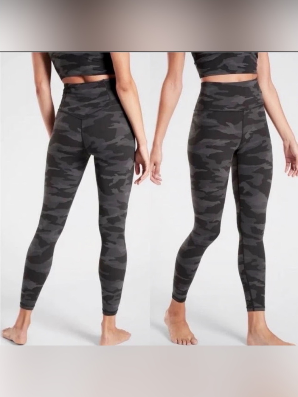 Athleta Black & Gray Camo High-Rise Leggings